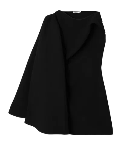 Maticevski Cape Effect One-shoulder Crepe Dress In Black