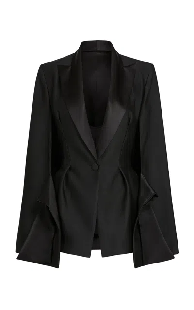 Maticevski Chain Wool-silk Cape Jacket In Black