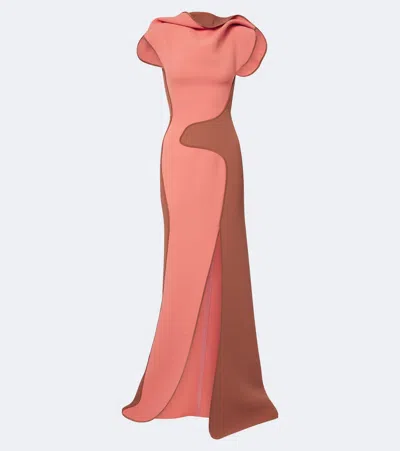 Maticevski Cinnamon Draped Paneled Gown In Pink