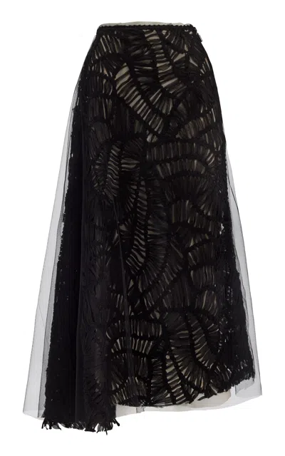 Maticevski Circum Embroidered Lace Midi Skirt In Black
