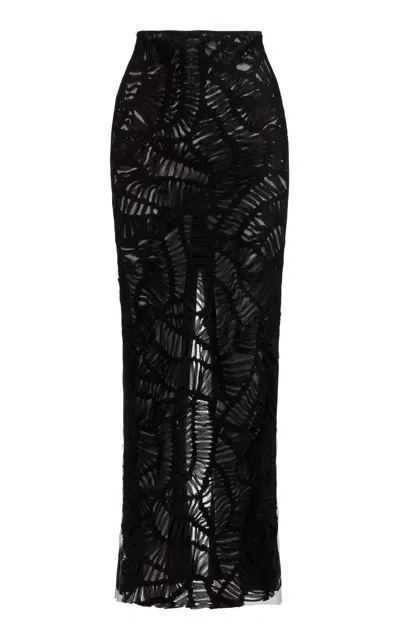 Maticevski Consideration Embroidered Lace Maxi Skirt In Black