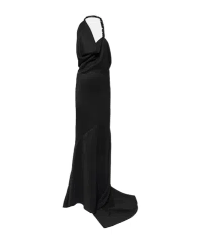 Maticevski Desires Asymmetric Bead-embellished Twill Halterneck Gown In Black