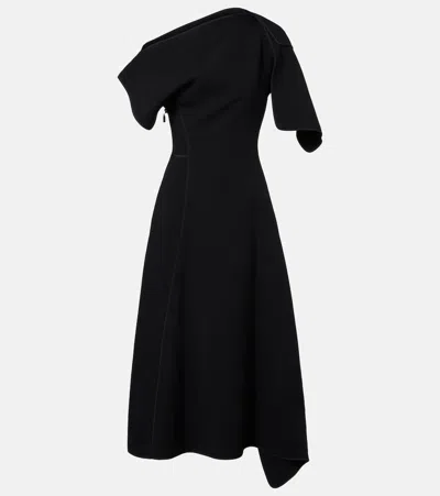 Maticevski Diadem Draped Asymmetric Midi Dress In Black