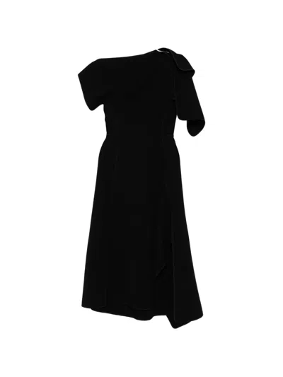 Maticevski Diadem Off-the-shoulder Short-sleeve Midi Dress In Black