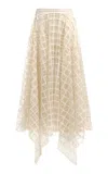 Maticevski Document Sheer Grid Chiffon Maxi Skirt In Ivory