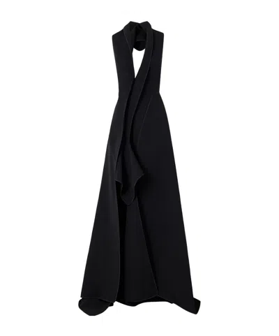 Maticevski Allude Halterneck Draped Crepe Gown In Blue