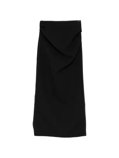 Maticevski Draped Midi Pencil Skirt In Black