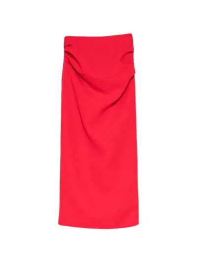 Maticevski Draped Midi Pencil Skirt In Red