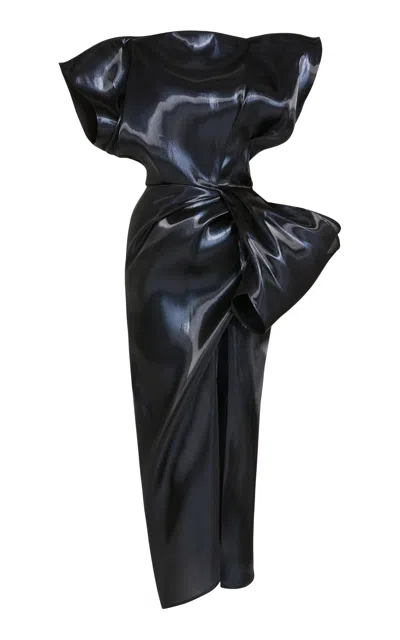Maticevski Eagle Silk-blend Lamé Midi Dress In Blue