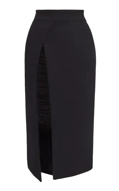 Maticevski Elegy Slit-detailed Crepe Midi Skirt In Black