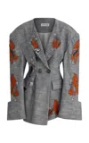 Maticevski Embellished Cotton Reciprocate Blazer In Gray