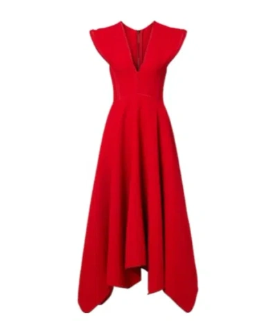 Maticevski Empath Draped Midi Dress In Red
