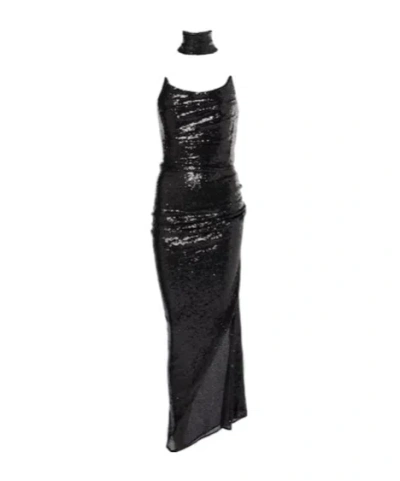 Maticevski Exhilarate Sequined Strapless Gown In Black