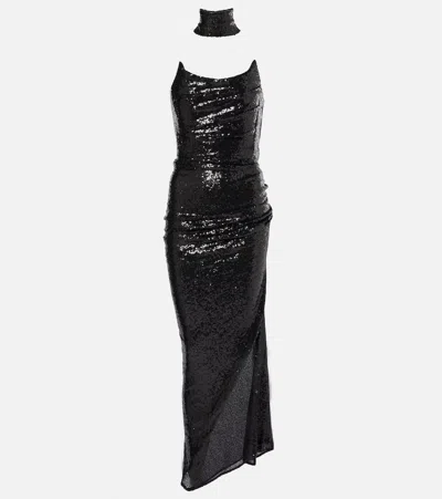 Maticevski Exhilarate Sequined Strapless Gown In Silver