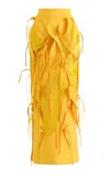 Maticevski Exponent Leaf Fringed Linen-blend Maxi Skirt In Yellow