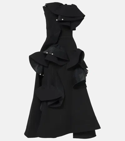 Maticevski Fateful Ruffled Strapless Gown In Black