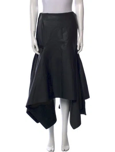 Pre-owned Maticevski Faux Fur Trim Midi Length Skirt W/ Tags In Black