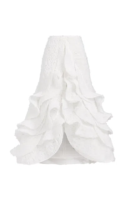 Maticevski Feathery Crepe Maxi Skirt In White