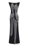 Maticevski Figural Fringe-detaled Crepe Gown In Black