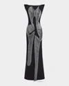 Maticevski Figural Fringe Gown In Black Pewter Fringe