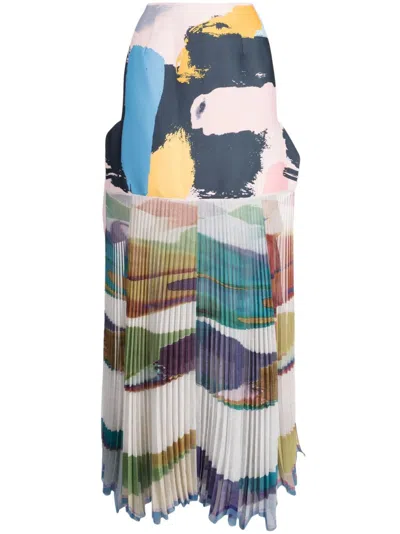 Maticevski Flagrant Abstract-print Draped Skirt In Multicolour