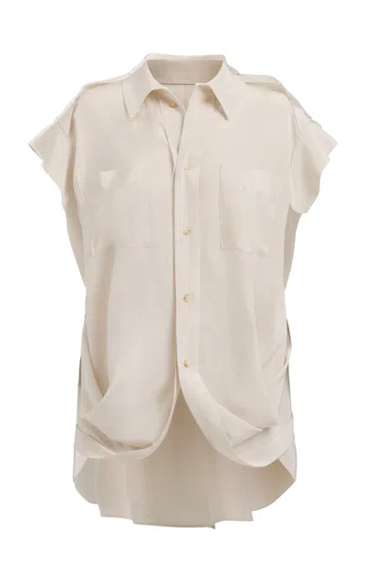 Maticevski Flare Crepe Shirt In Off-white