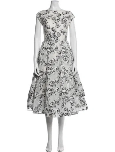 Pre-owned Maticevski Floral Print Midi Length Dress In White
