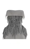 Maticevski Fringe Utility Strapless Peplum Top In Gray
