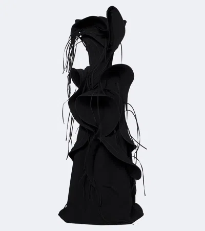 Maticevski Furiosa Fringed Appliqué Gown In Black