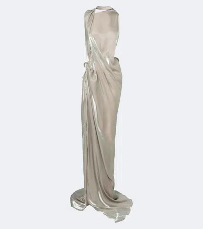 Maticevski Glow Up Draped Open-back Gown In Gray
