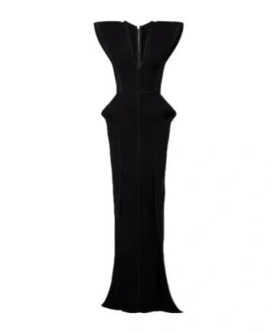 Maticevski Graduate Peplum Gown In Black