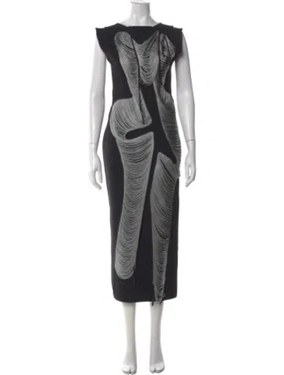 Pre-owned Maticevski Graphic Print Midi Length Dress In Black