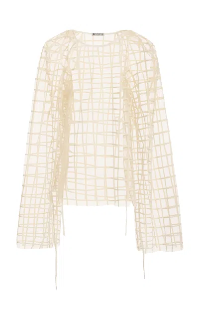 Maticevski Guiding Sheer Grid Chiffon Top In Ivory