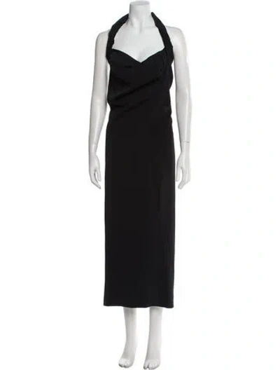 Pre-owned Maticevski Halterneck Long Dress In Gray