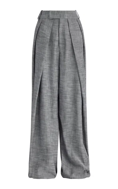 Maticevski Hello Sailor Crinkle Crepe Wide-leg Pants In Gray