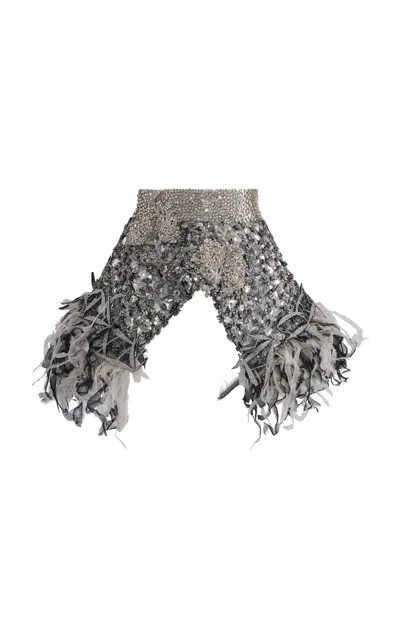 Maticevski Hemisphere Beaded Silk Hip Yoke In Metallic