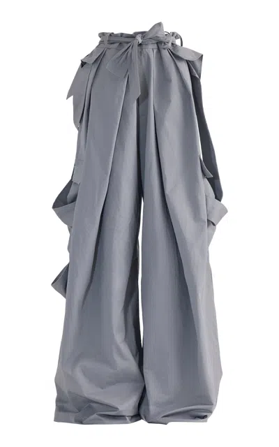 Maticevski High Gear Cargo Cotton Wide-leg Pants In Grey