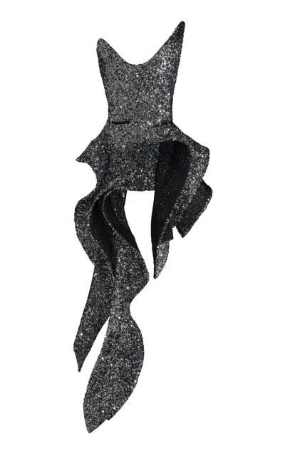 Maticevski Indiscreet Wave Sculptural Sequined Top In Silver