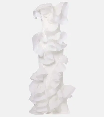 Maticevski Indulgence Organza-trimmed Ruffled Gown In White