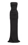 Maticevski Intoxicate Ruched Cotton-blend Maxi Dress In Black