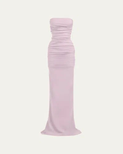 Maticevski Intoxicate Strapless Ruched Maxi Gown In Lilac