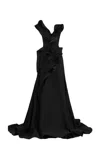 Maticevski Ironwarks Ruffled Crepe Gown In Black