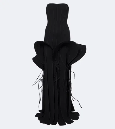 Maticevski Kingdom Strapless Ruffled Paneled Crepe Gown In Black