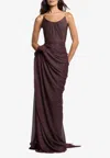 Maticevski Lexicon Sculptural Metallic-knit Gown In Burgundy
