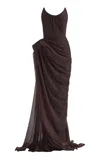 Maticevski Lexicon Strapless Gown In Burgundy