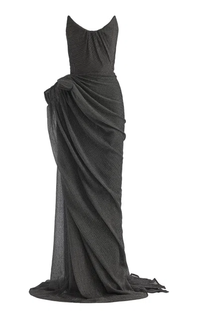 Maticevski Lexicon Strapless Gown In Dark Grey