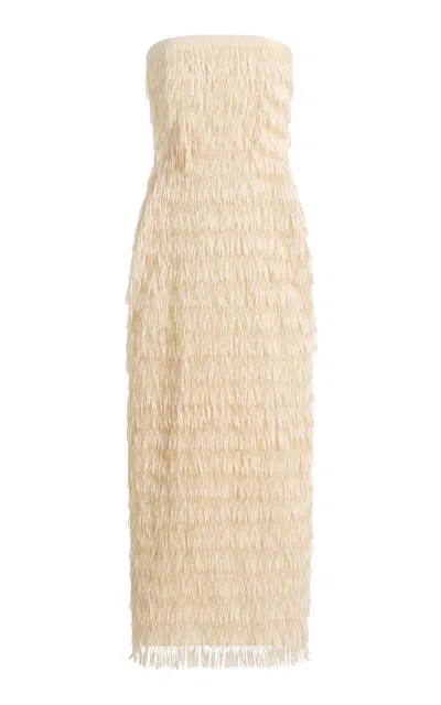 Maticevski Marigold Fringed Maxi Dress In Neutral