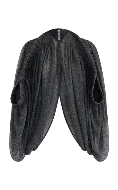 Maticevski Marleigh Gathered Cape Top In Dark Grey