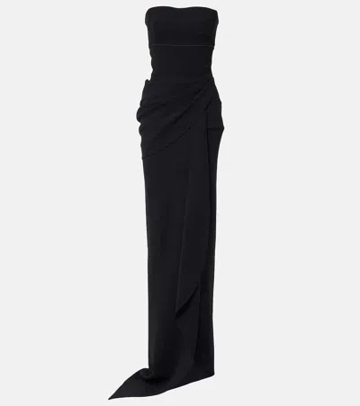 Maticevski Marlene Strapless Draped Crepe De Chine Gown In Black