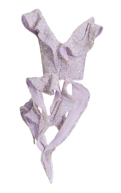 Maticevski Memorial Wave Ruffled Sequin Top In White